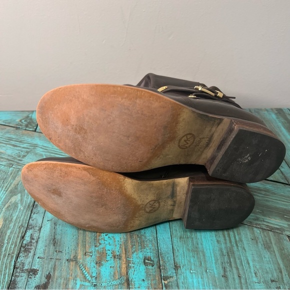 Michael Kors Arley Leather Riding Boots Dark Chocolate Size 7.5 - Picture 14 of 16